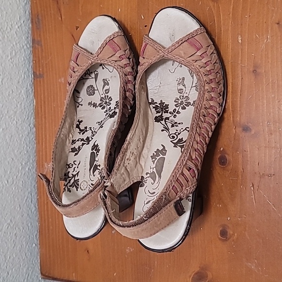 JAMBU SONYA WOMEN'S CASUAL PEEP TOE SLINGBACK PUMPS BROWN LEATHER SANDAL SIZE 9 - Picture 2 of 12